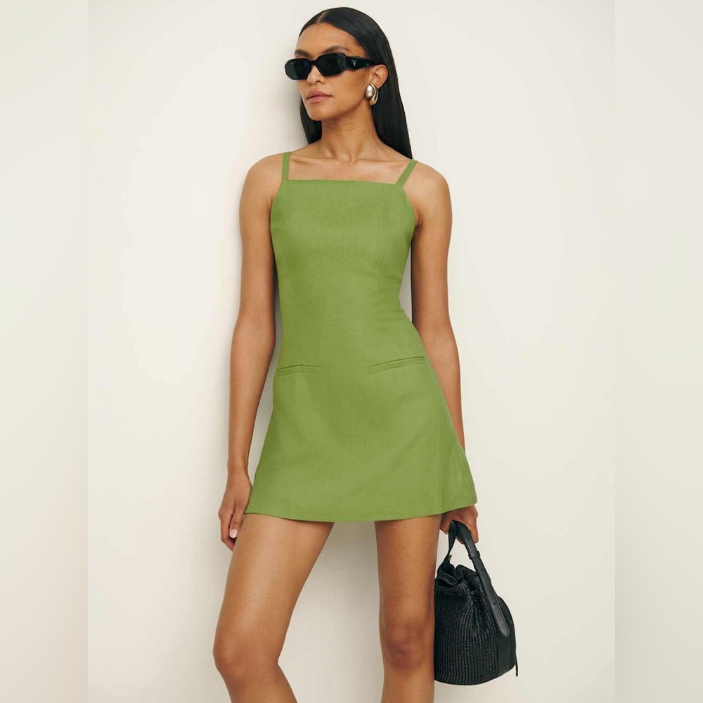 Reformation Olive Green Mini Dress